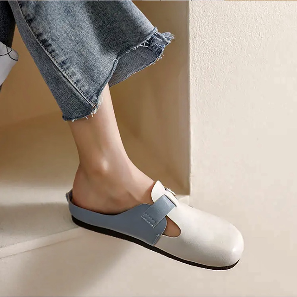 Chic Blue and White Mules for Effortless Style